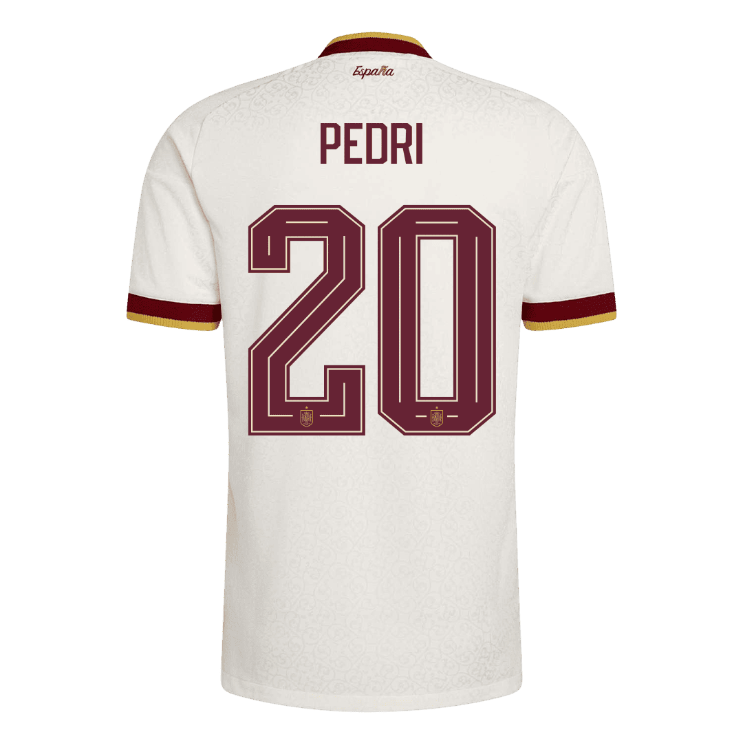 Tricouri Fotbal Spania PEDRI #20 Deplasare Cupa Mondială 2026 Authentic - Champion Edition