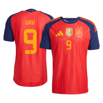 Tricouri Fotbal Spania GAVI #9 Acasă Cupa Mondială 2026 Authentic - Champion Edition