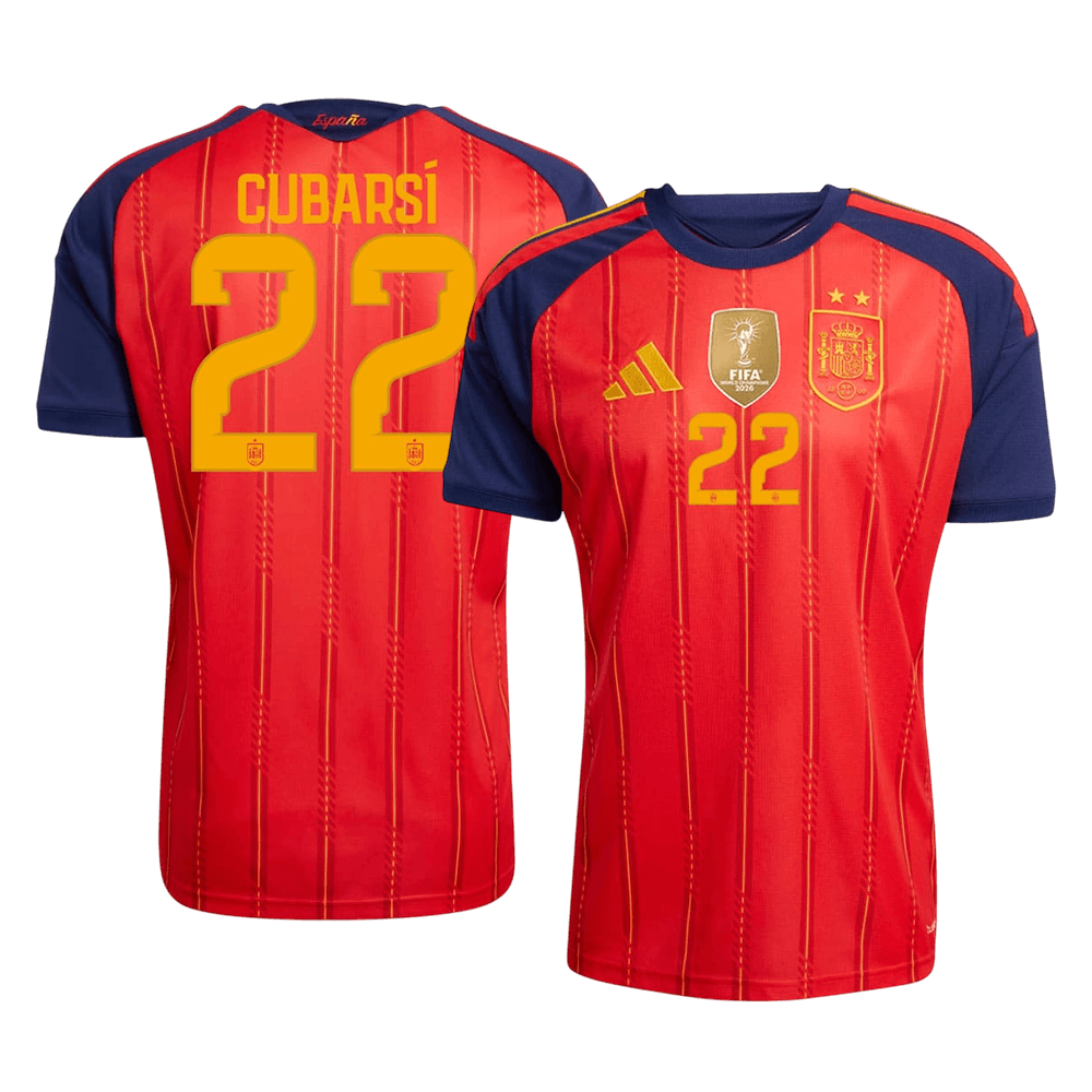 Tricouri Fotbal Spania CUBARSÍ #22 Acasă Cupa Mondială 2026 Champion Edition - Premium