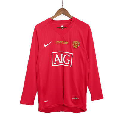 Tricouri Fotbal Vintage Manchester United ROONEY #10 Acasă 2007/08 Mânecă Lungă - UCL Final