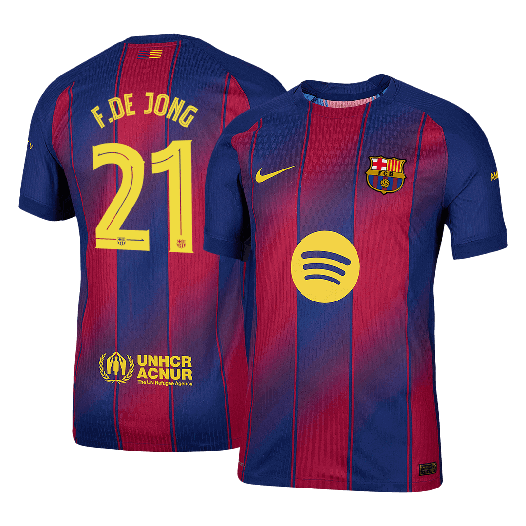 Tricouri Fotbal Barcelona F.DE JONG #21 Acasă 2025/26 Authentic - UCL