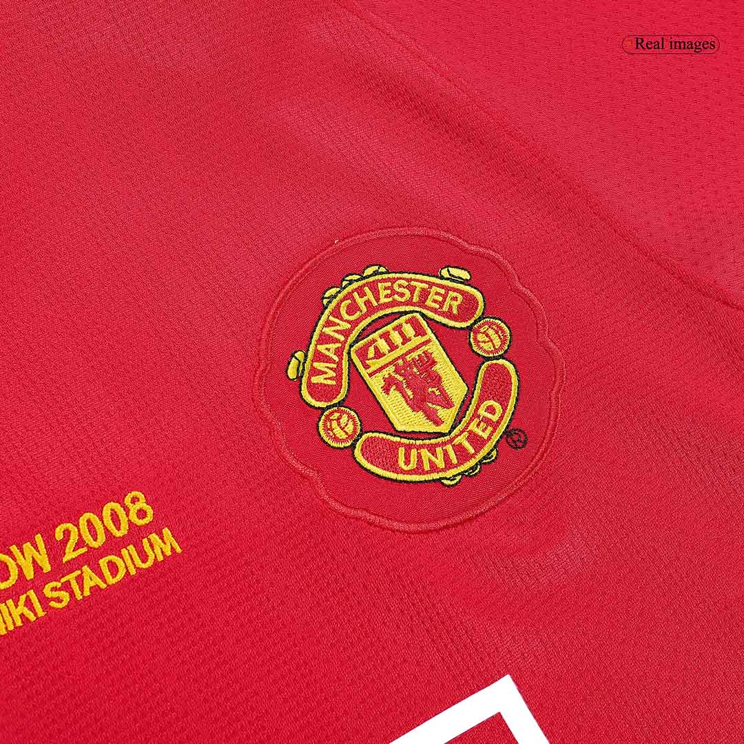 Tricouri Fotbal Vintage Manchester United SCHOLES #18 Acasă 2007/08 Mânecă Lungă - UCL Final