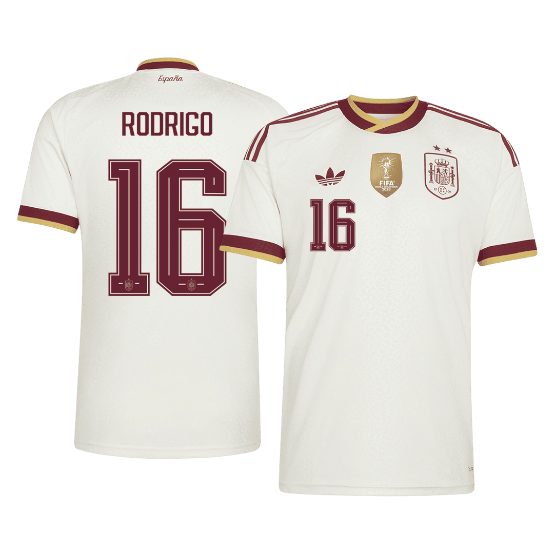 Tricouri Fotbal Spania RODRIGO #16 Deplasare Cupa Mondială 2026 - Champion Edition