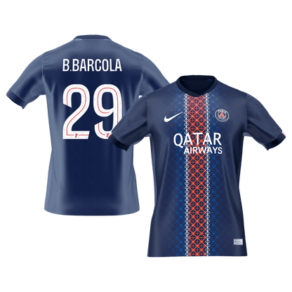Tricouri Fotbal PSG B.BARCOLA #29 Acasă 2025/26 - Premium (mărime mare)