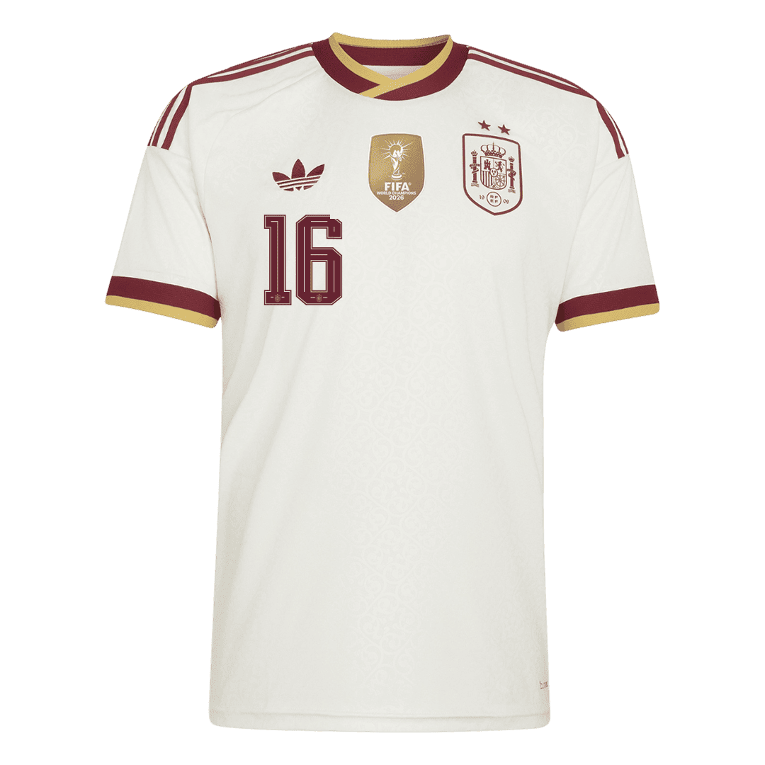 Tricouri Fotbal Spania RODRIGO #16 Deplasare Cupa Mondială 2026 - Champion Edition