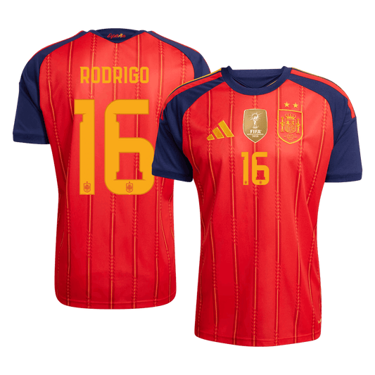 Tricouri Fotbal Spania RODRIGO #16 Acasă Cupa Mondială 2026 Champion Edition - Premium