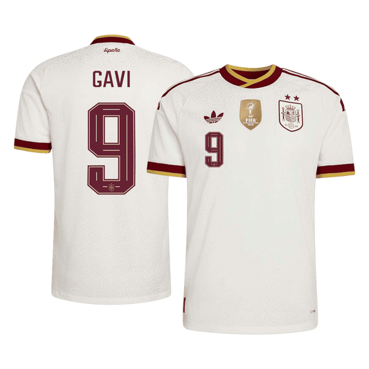 Tricouri Fotbal Spania GAVI #9 Deplasare Cupa Mondială 2026 Authentic - Champion Edition