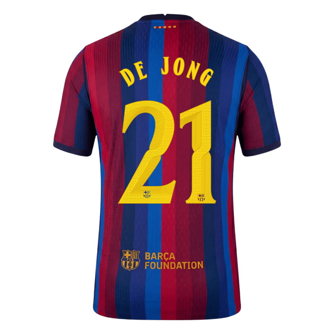 Tricouri Fotbal Barcelona DE JONG #21 Acasă 2026/27 Authentic - UCL
