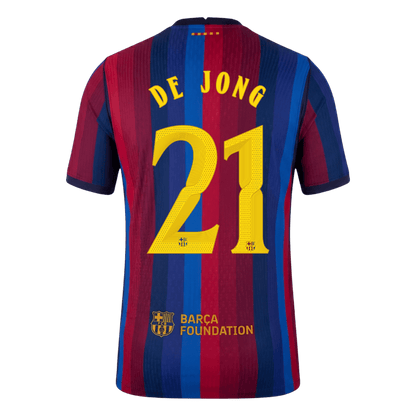 Tricouri Fotbal Barcelona DE JONG #21 Acasă 2026/27 Authentic - UCL