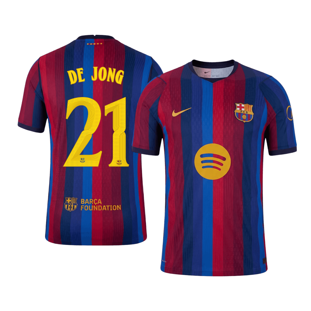 Tricouri Fotbal Barcelona DE JONG #21 Acasă 2026/27 Authentic - UCL