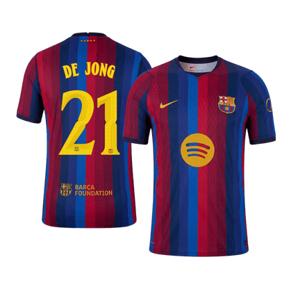 Tricouri Fotbal Barcelona DE JONG #21 Acasă 2026/27 Authentic - UCL
