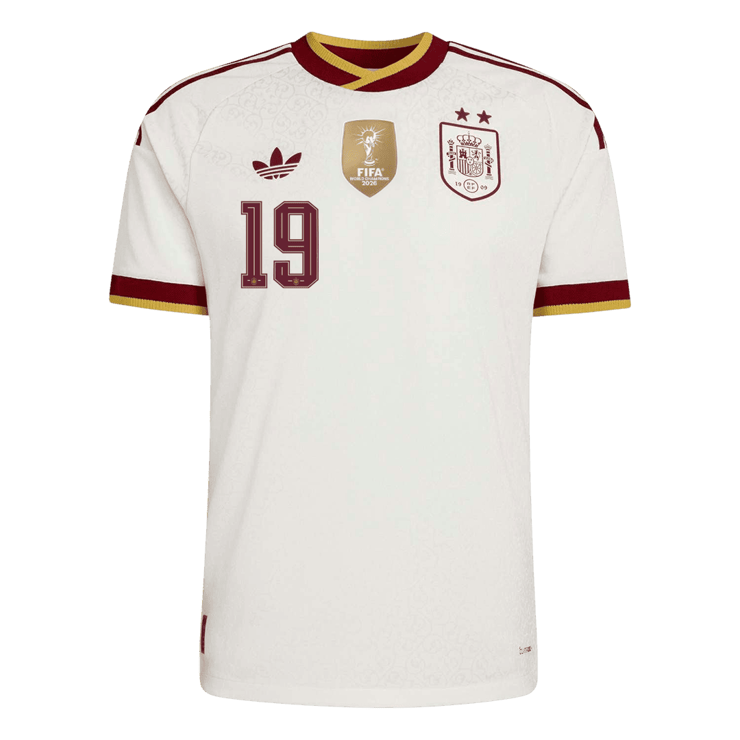 Tricouri Fotbal Spania LAMINE YAMAL #19 Deplasare Cupa Mondială 2026 Authentic - Champion Edition