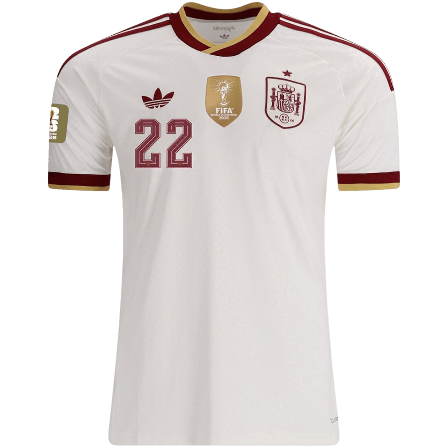 Tricouri Fotbal Spania CUBARSÍ #22 Deplasare Cupa Mondială 2026 Authentic - Champion Edition