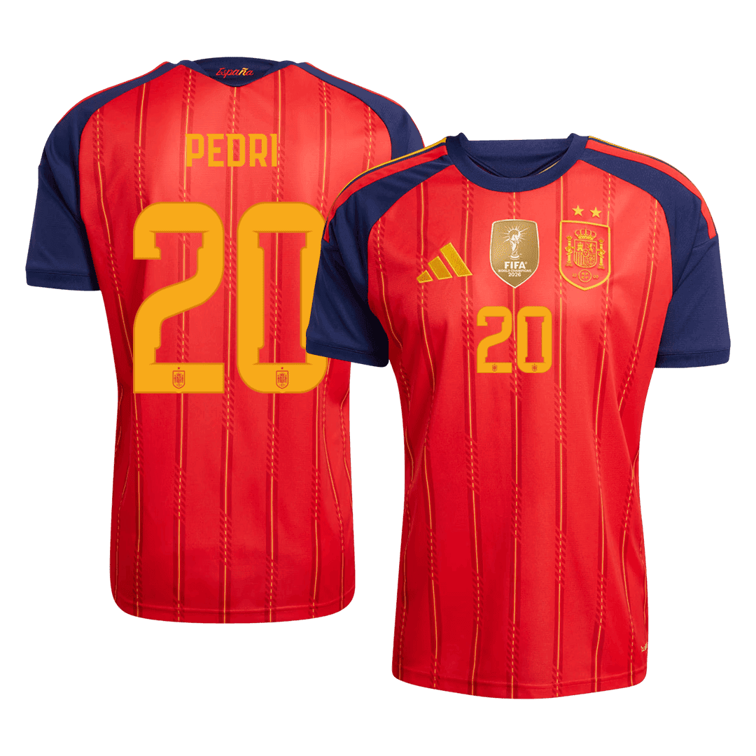 Tricouri Fotbal Spania PEDRI #20 Acasă Cupa Mondială 2026 Champion Edition - Premium