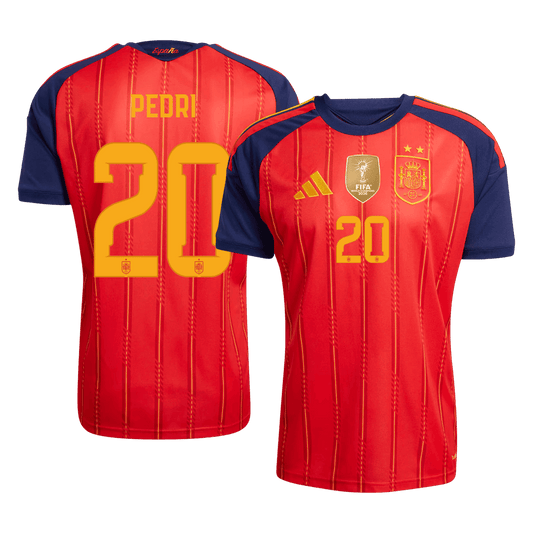 Tricouri Fotbal Spania PEDRI #20 Acasă Cupa Mondială 2026 Champion Edition - Premium