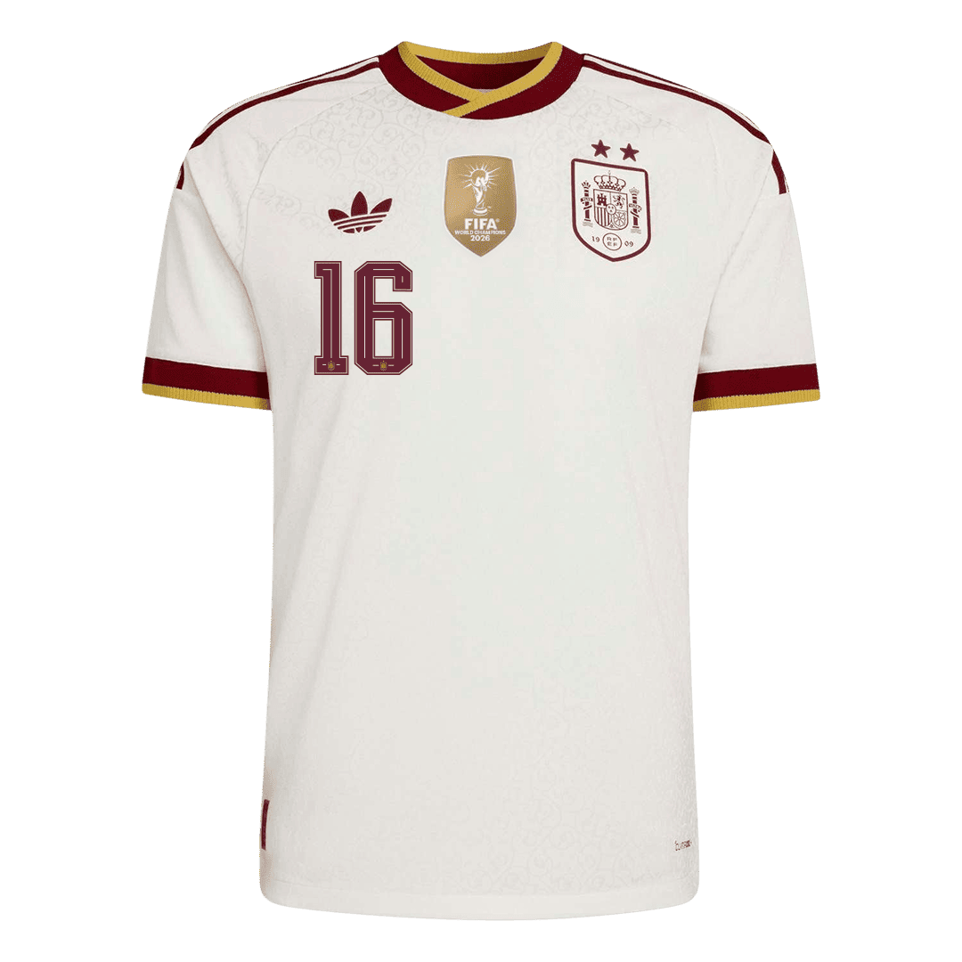 Tricouri Fotbal Spania RODRIGO #16 Deplasare Cupa Mondială 2026 Authentic - Champion Edition