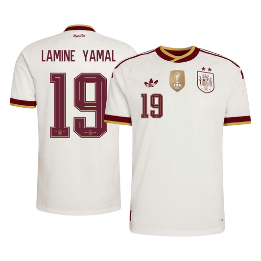 Tricouri Fotbal Spania LAMINE YAMAL #19 Deplasare Cupa Mondială 2026 Authentic - Champion Edition