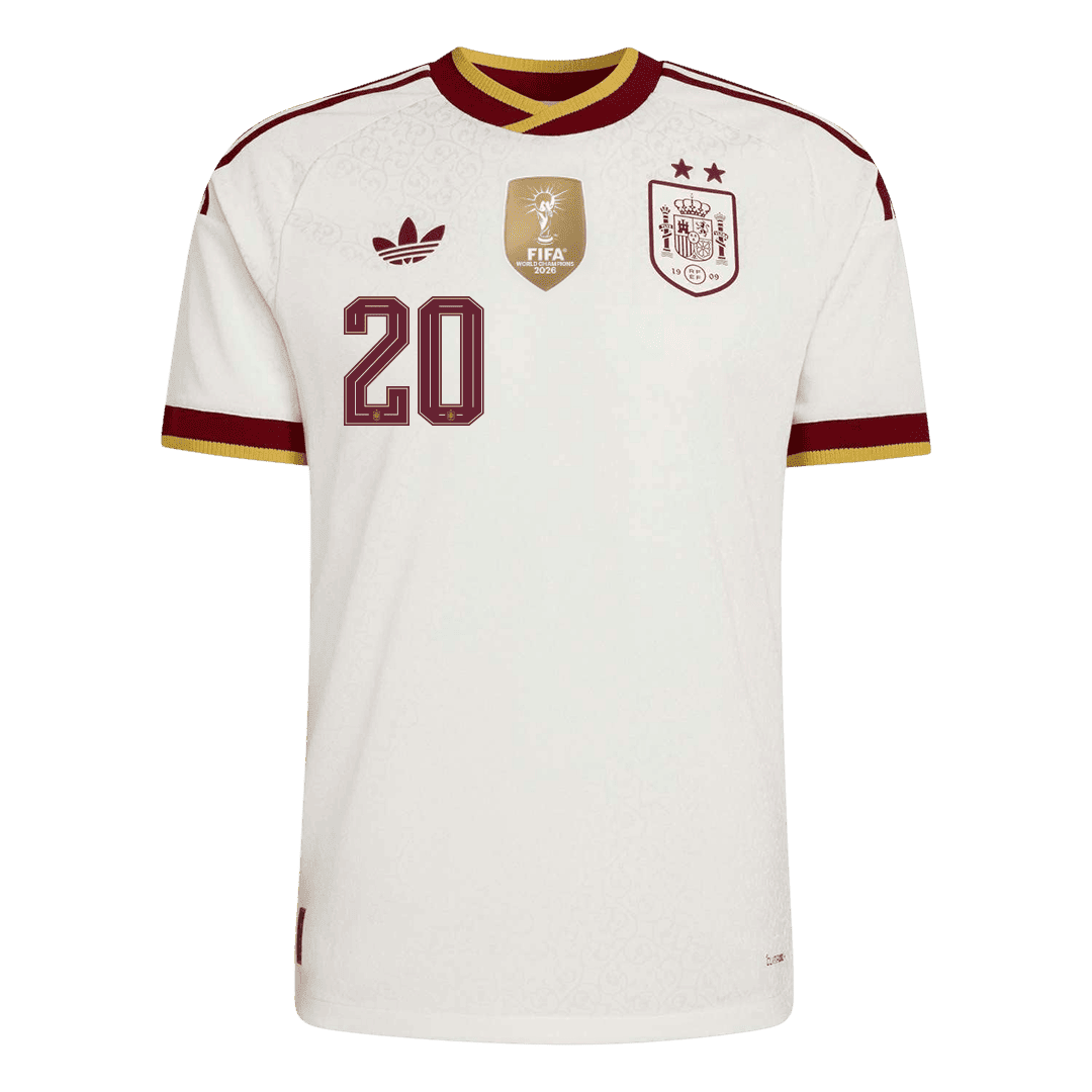 Tricouri Fotbal Spania PEDRI #20 Deplasare Cupa Mondială 2026 Authentic - Champion Edition