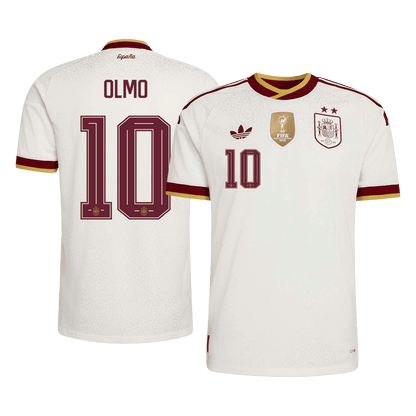 Tricouri Fotbal Spania OLMO #10 Deplasare Cupa Mondială 2026 Authentic - Champion Edition