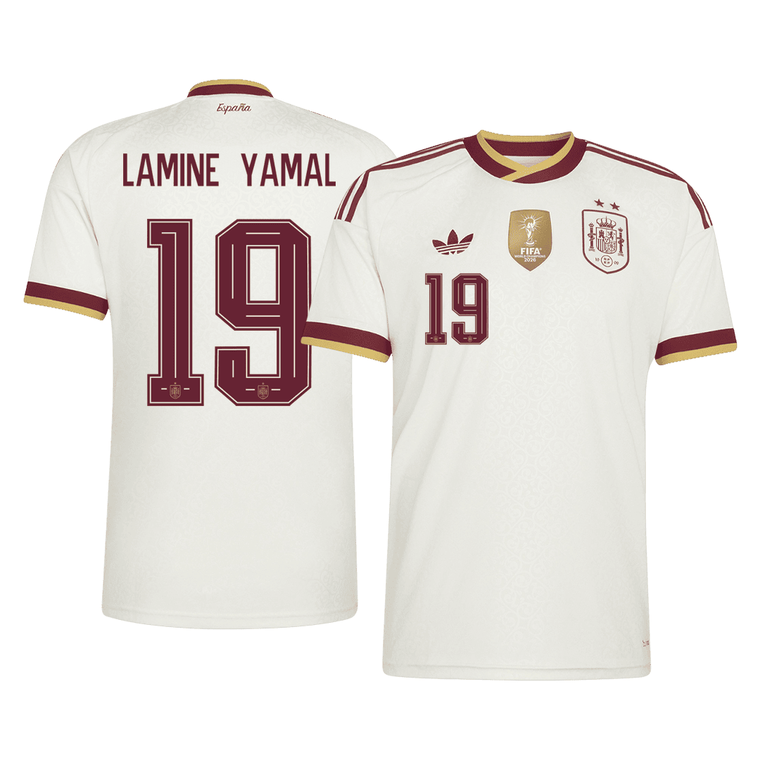 Tricouri Fotbal Spania LAMINE YAMAL #19 Deplasare Cupa Mondială 2026 - Champion Edition