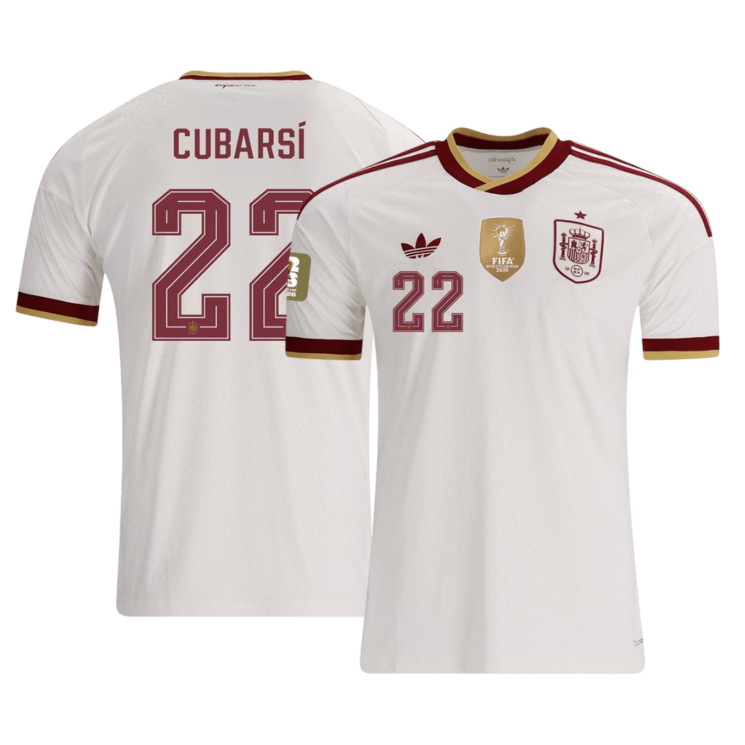 Tricouri Fotbal Spania CUBARSÍ #22 Deplasare Cupa Mondială 2026 Authentic - Champion Edition